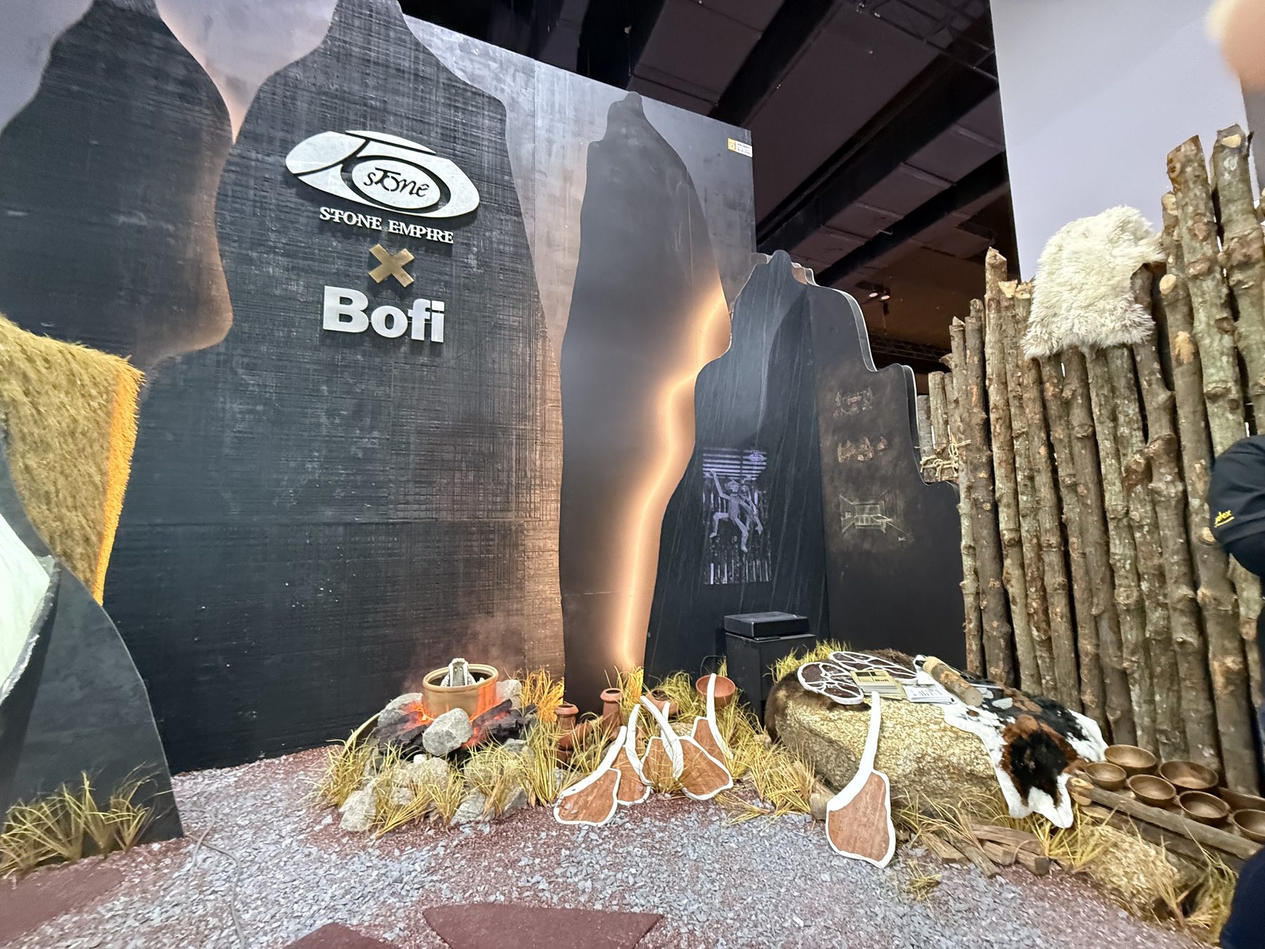 Inside the booth - the Stone Empire x Bofi backdrop and hearth setting