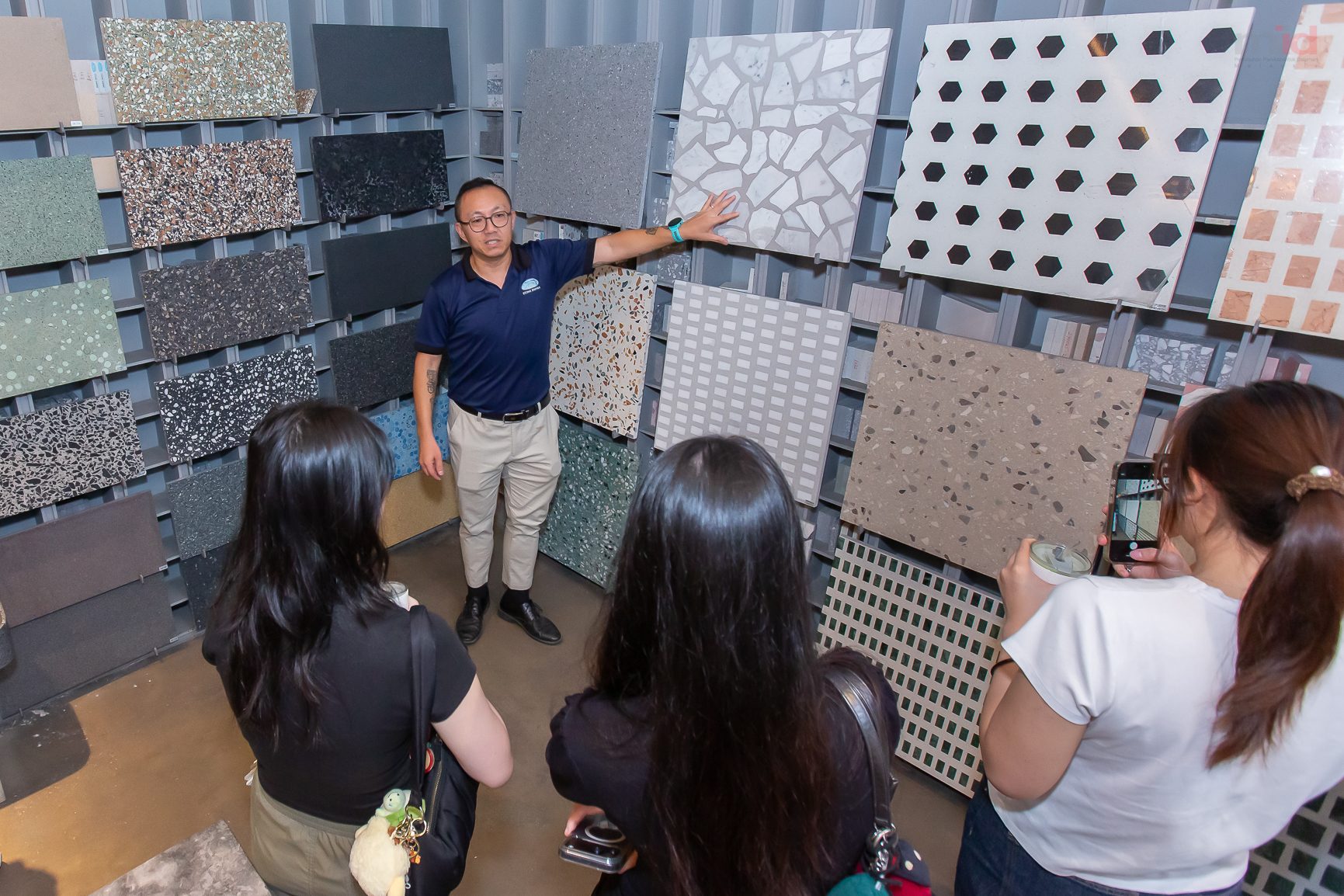 Participants selecting materials from the Stone Empire sample library