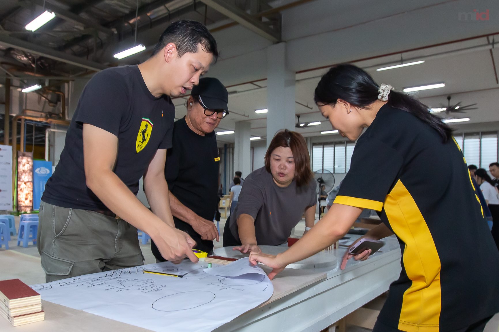 Marking out a design before cutting and assembly