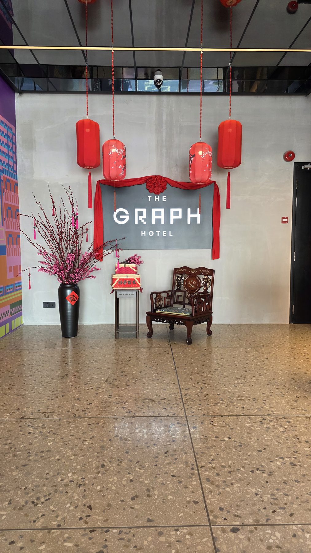 The Graph Hotel lobby and its terrazzo flooring